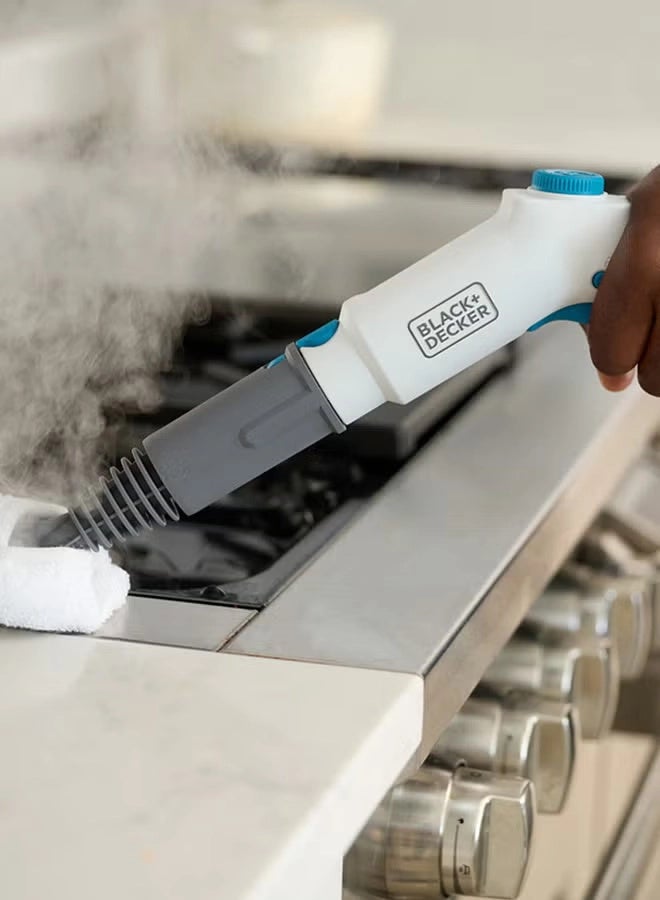 بلاك آند ديكر منظف ​​بخاري مضغوط - ضغط 4 بار - خزان سعة 1.2 لتر - رأس دوار 180 درجة - يقضي على 99.9% من الجراثيم - 8 ملحقات - مناسب لجميع أنواع الأرضيات المغلقة - أبيض/أزرق - صديق للبيئة - 2000 واط - BHSMP2008-GB - Image 2